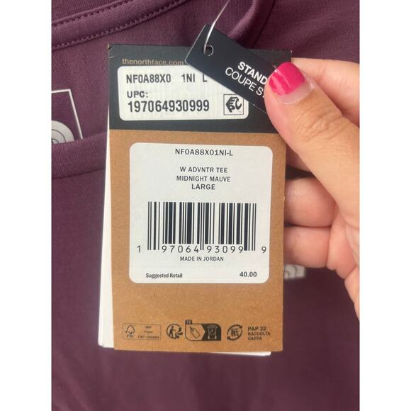The North Face Women's Midnight Mauve Adventure Tee Size L - Picture 7 of 7